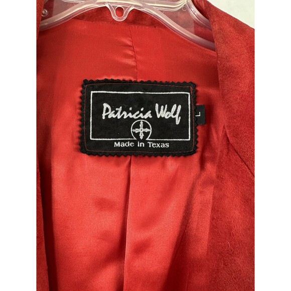 Patricia Wolf Pig Suede Red Leather Jacket Fringe Beads Western Cowgirl DEFECTS - Picture 9 of 16